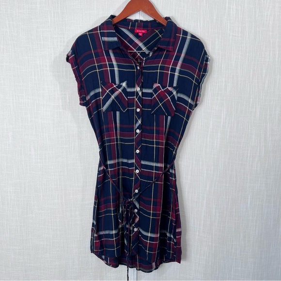 Dickies Dresses & Skirts - Dickies Plaid Tie Waist Soft Button Front Shirt Dress Size M